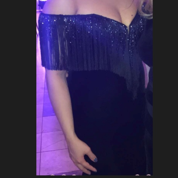 Velvet Fringe Evening Gown - Picture 3 of 3